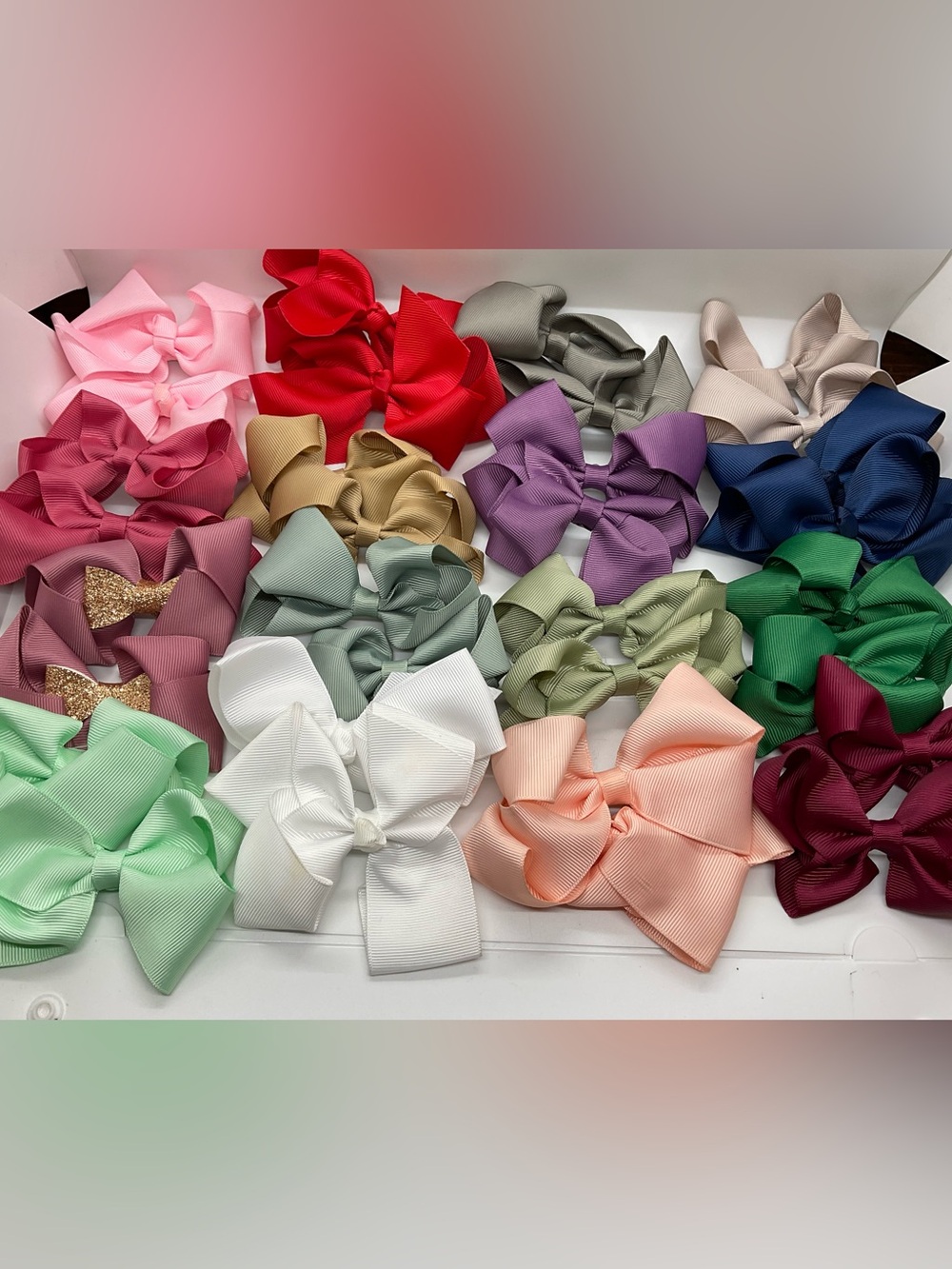 Assorted Girls Hair Bows - Pastel & Bright 16 pair bundle Cheerleading Grosgrain